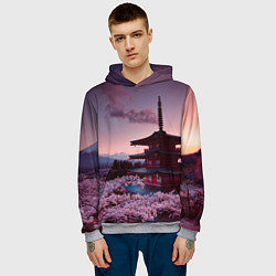 Толстовка-худи мужская Цветение сакуры в Японии, цвет: 3D-меланж — фото 2