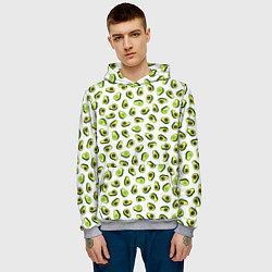 Толстовка-худи мужская Смешное авокадо на белом фоне, цвет: 3D-меланж — фото 2