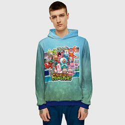 Толстовка-худи мужская Мои поющие монстры персонажи, цвет: 3D-синий — фото 2