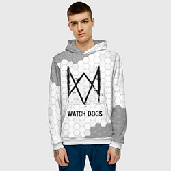 Толстовка-худи мужская Watch Dogs Glitch на темном фоне FS, цвет: 3D-белый — фото 2