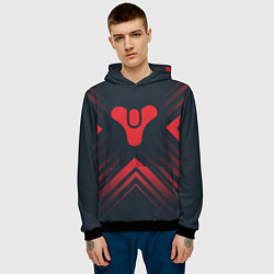 Толстовка-худи мужская Красный Символ Destiny на темном фоне со стрелками, цвет: 3D-черный — фото 2