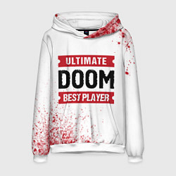 Толстовка-худи мужская Doom: красные таблички Best Player и Ultimate, цвет: 3D-белый