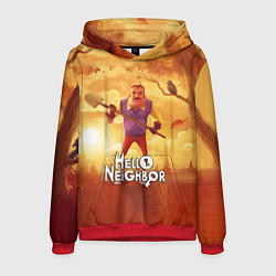 Толстовка-худи мужская Hello Neighbor Привет сосед Сосед с лопатой, цвет: 3D-красный