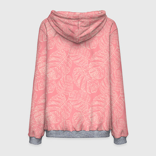 Мужская толстовка Бежевые листья монстеры на розовом / 3D-Меланж – фото 2