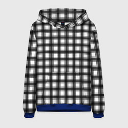 Толстовка-худи мужская Black and white trendy checkered pattern, цвет: 3D-синий