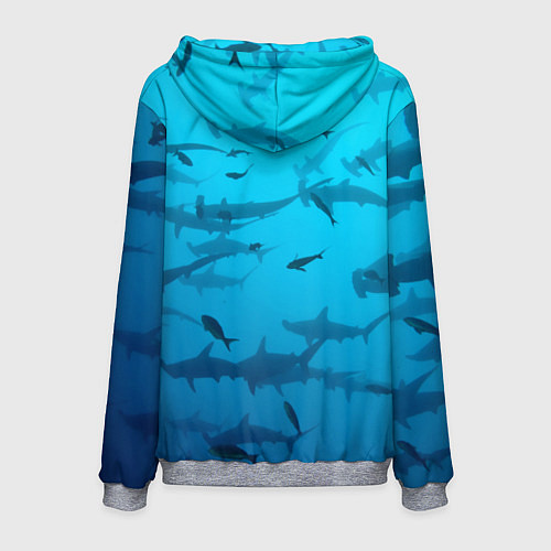 Мужская толстовка Акулы - океан / 3D-Меланж – фото 2