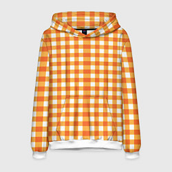 Толстовка-худи мужская Бело-оранжевые квадратики, цвет: 3D-белый