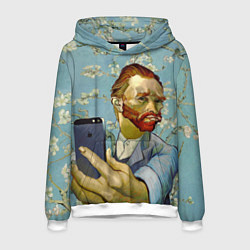 Толстовка-худи мужская Ван Гог Селфи - Арт Портрет, цвет: 3D-белый