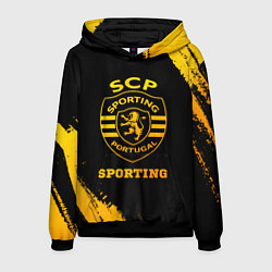 Толстовка-худи мужская Sporting - gold gradient, цвет: 3D-черный