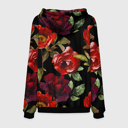 Мужская толстовка Цветы Нарисованные Розы На Чёрном Фоне / 3D-Черный – фото 2
