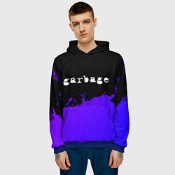 Толстовка-худи мужская Garbage purple grunge, цвет: 3D-синий — фото 2