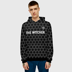 Толстовка-худи мужская The Witcher glitch на темном фоне: символ сверху, цвет: 3D-черный — фото 2