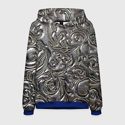 Толстовка-худи мужская Растительный орнамент - чеканка по серебру, цвет: 3D-синий