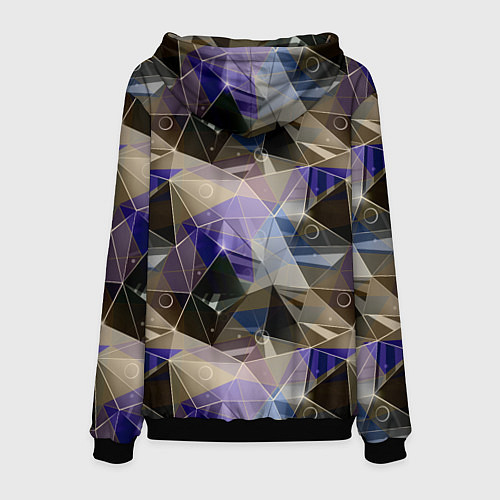 Мужская толстовка Полигональный абстрактный: бежевый, коричневый, си / 3D-Черный – фото 2
