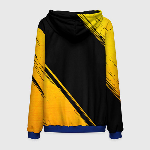 Мужская толстовка Disturbed - gold gradient: символ и надпись вертик / 3D-Синий – фото 2