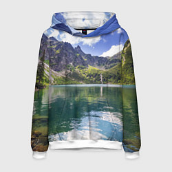 Толстовка-худи мужская Прозрачное горное озеро, цвет: 3D-белый