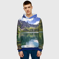 Толстовка-худи мужская Прозрачное горное озеро, цвет: 3D-синий — фото 2