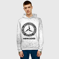 Толстовка-худи мужская Mercedes с потертостями на светлом фоне, цвет: 3D-белый — фото 2