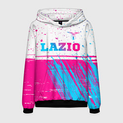 Толстовка-худи мужская Lazio neon gradient style: символ сверху, цвет: 3D-черный