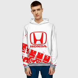 Толстовка-худи мужская Honda - красный след шины, цвет: 3D-меланж — фото 2