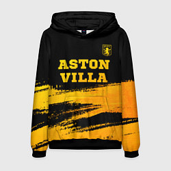 Толстовка-худи мужская Aston Villa - gold gradient: символ сверху, цвет: 3D-черный