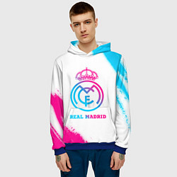 Толстовка-худи мужская Real Madrid neon gradient style, цвет: 3D-синий — фото 2