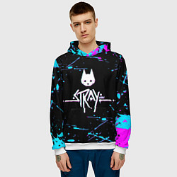 Толстовка-худи мужская Stray - краска - neon, цвет: 3D-белый — фото 2
