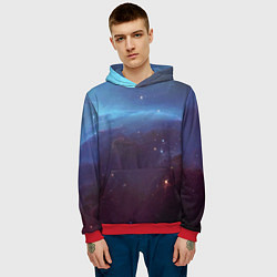 Толстовка-худи мужская Космический дым, цвет: 3D-красный — фото 2
