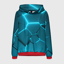 Толстовка-худи мужская Ледяные неоновые геометрические плиты, цвет: 3D-красный