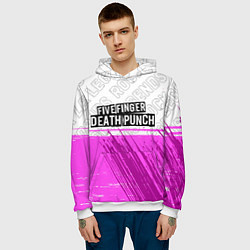 Толстовка-худи мужская Five Finger Death Punch rock legends: символ сверх, цвет: 3D-белый — фото 2