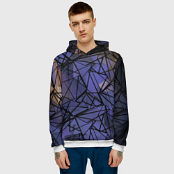 Толстовка-худи мужская Blue with black stripes pattern, цвет: 3D-белый — фото 2