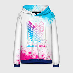 Толстовка-худи мужская Attack on Titan neon gradient style, цвет: 3D-синий