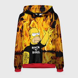 Толстовка-худи мужская Homer Simpson - Rock n Roll!, цвет: 3D-красный