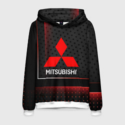 Толстовка-худи мужская Mitsubishi Абстракция карбон, цвет: 3D-белый