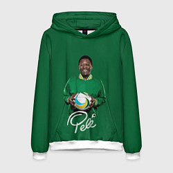 Толстовка-худи мужская Пеле PELE легенда футбола, цвет: 3D-белый