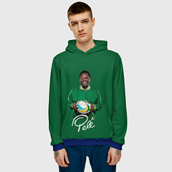 Толстовка-худи мужская Пеле PELE легенда футбола, цвет: 3D-синий — фото 2
