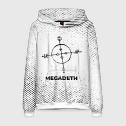 Толстовка-худи мужская Megadeth с потертостями на светлом фоне, цвет: 3D-белый