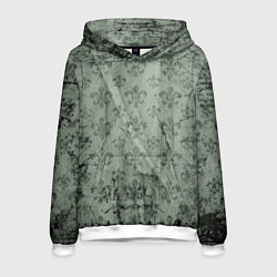 Толстовка-худи мужская Старая затёртая мешковина с принтом, цвет: 3D-белый