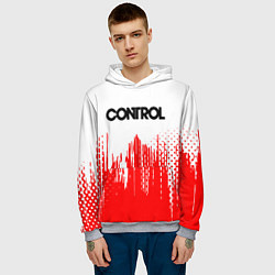Толстовка-худи мужская Control красная текстура, цвет: 3D-меланж — фото 2