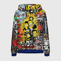 Толстовка-худи мужская Simpsons & Punks not dead! Motto!, цвет: 3D-синий