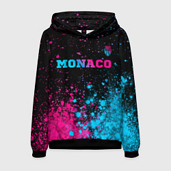 Толстовка-худи мужская Monaco - neon gradient: символ сверху, цвет: 3D-черный