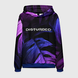 Толстовка-худи мужская Disturbed neon monstera, цвет: 3D-синий
