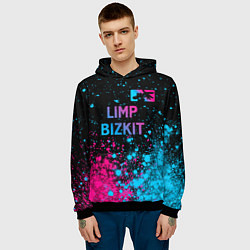 Толстовка-худи мужская Limp Bizkit - neon gradient: символ сверху, цвет: 3D-черный — фото 2