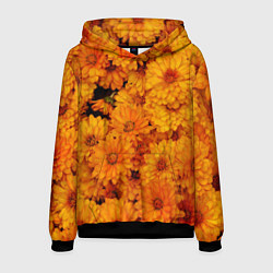 Толстовка-худи мужская Фон из желтых цветов, цвет: 3D-черный