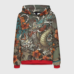 Толстовка-худи мужская Тигр и дракон мифические, цвет: 3D-красный
