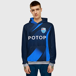 Толстовка-худи мужская ФК Ротор - Волгоградский клуб - Синяя, цвет: 3D-меланж — фото 2