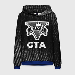 Толстовка-худи мужская GTA с потертостями на темном фоне, цвет: 3D-синий