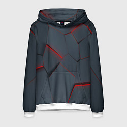 Толстовка-худи мужская Геометрический узор треснутого асфальта, цвет: 3D-белый