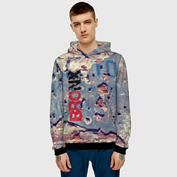 Толстовка-худи мужская Старая кирпичная стена - Bronx, цвет: 3D-черный — фото 2