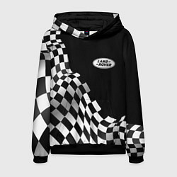 Толстовка-худи мужская Land Rover racing flag, цвет: 3D-черный